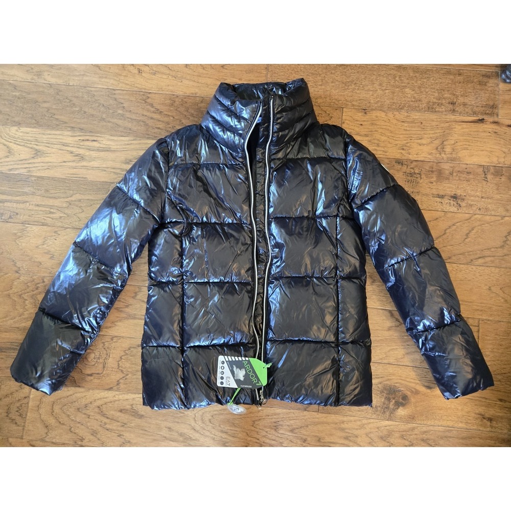 NWT Emporio Armani EA7 Womens Shiny Black Puffer Coat Zip Up XXL Ardor 7